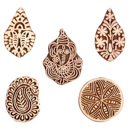 Set of 5 Piece New Mix Wooden Printing Block